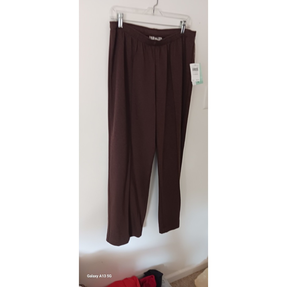 Womens Cathy Daniels Stretch Pants Size XL Brown Elastic Waist Pull On Pant